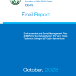 This document is an Environmental and Social Management Plan (ESMP) for the rehabilitation works in three State Technical Colleges (STCs) in Benue State, Nigeria