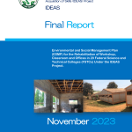 This document is an Environmental and Social Management Plan (ESMP) for the rehabilitation of workshops, classrooms, and offices in 20 Federal Science and Technical Colleges (FSTCs) across Nigeria
