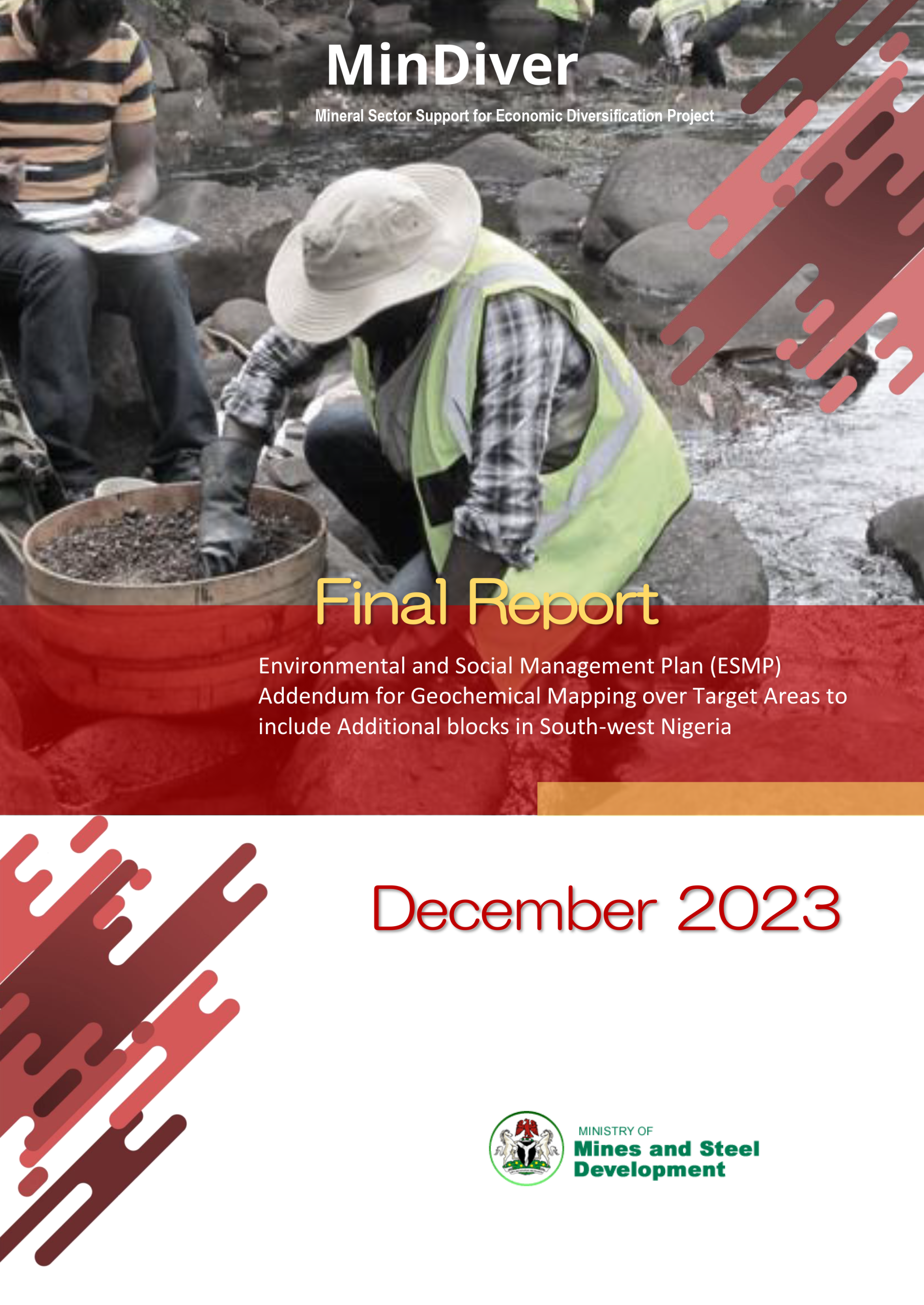 This document is an Environmental and Social Management Plan (ESMP) Addendum for geochemical mapping over target areas, including additional blocks in South-West Nigeria.